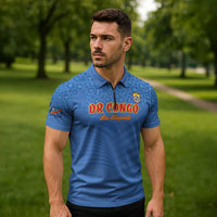 Custom DR Congo Football Zipper Polo Shirt Come On Les Léopards - Wonder Print Shop