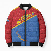 Custom DR Congo Football Bomber Puffer Jacket Allez Les Léopards - Wonder Print Shop
