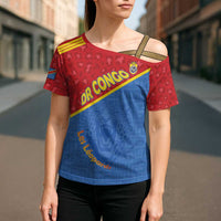 Custom DR Congo Football Cross Shoulder Shirt Allez Les Léopards - Wonder Print Shop