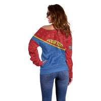 Custom DR Congo Football Off Shoulder Sweater Allez Les Léopards - Wonder Print Shop