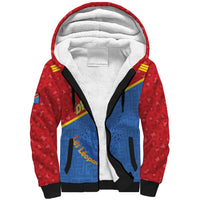 Custom DR Congo Football Sherpa Hoodie Allez Les Léopards - Wonder Print Shop