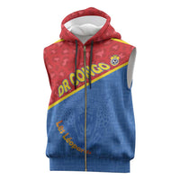 Custom DR Congo Football Sleeveless Zip Hoodie Allez Les Léopards - Wonder Print Shop