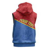 Custom DR Congo Football Sleeveless Zip Hoodie Allez Les Léopards - Wonder Print Shop