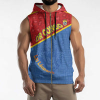 Custom DR Congo Football Sleeveless Zip Hoodie Allez Les Léopards - Wonder Print Shop