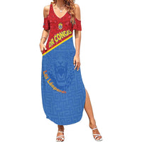Custom DR Congo Football Summer Maxi Dress Allez Les Léopards - Wonder Print Shop
