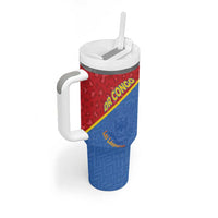 Custom DR Congo Football Tumbler With Handle Allez Les Léopards - Wonder Print Shop