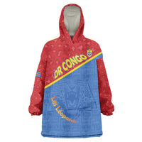 Custom DR Congo Football Wearable Blanket Hoodie Allez Les Léopards - Wonder Print Shop