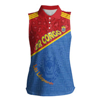 Custom DR Congo Football Women Sleeveless Polo Shirt Allez Les Léopards - Wonder Print Shop