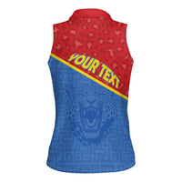 Custom DR Congo Football Women Sleeveless Polo Shirt Allez Les Léopards - Wonder Print Shop
