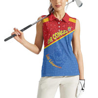 Custom DR Congo Football Women Sleeveless Polo Shirt Allez Les Léopards - Wonder Print Shop