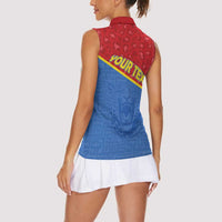 Custom DR Congo Football Women Sleeveless Polo Shirt Allez Les Léopards - Wonder Print Shop