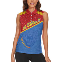 Custom DR Congo Football Women Sleeveless Polo Shirt Allez Les Léopards - Wonder Print Shop