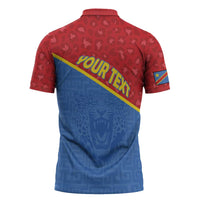 Custom DR Congo Football Zipper Polo Shirt Allez Les Léopards - Wonder Print Shop