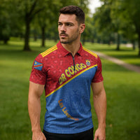 Custom DR Congo Football Zipper Polo Shirt Allez Les Léopards - Wonder Print Shop