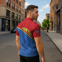 Custom DR Congo Football Zipper Polo Shirt Allez Les Léopards - Wonder Print Shop