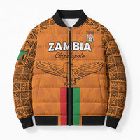 Custom Zambia Football Bomber Puffer Jacket Go Chipolopolo Go - Wonder Print Shop