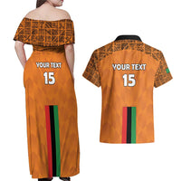 Custom Zambia Football Couples Matching Off Shoulder Maxi Dress and Hawaiian Shirt Go Chipolopolo Go - Wonder Print Shop
