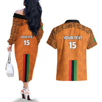 Custom Zambia Football Couples Matching Off The Shoulder Long Sleeve Dress and Hawaiian Shirt Go Chipolopolo Go - Wonder Print Shop