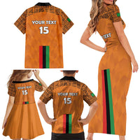 Custom Zambia Football Family Matching Short Sleeve Bodycon Dress and Hawaiian Shirt Go Chipolopolo Go - Wonder Print Shop
