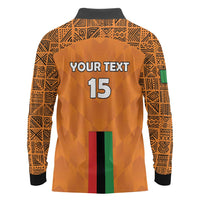 Custom Zambia Football Long Sleeve Polo Shirt Go Chipolopolo Go - Wonder Print Shop