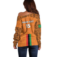Custom Zambia Football Off Shoulder Sweater Go Chipolopolo Go - Wonder Print Shop