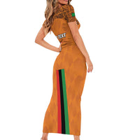 Custom Zambia Football Short Sleeve Bodycon Dress Go Chipolopolo Go - Wonder Print Shop
