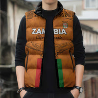 Custom Zambia Football Sleeveless Puffer Jacket Go Chipolopolo Go - Wonder Print Shop
