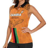 Custom Zambia Football Women Sleeveless Polo Shirt Go Chipolopolo Go - Wonder Print Shop