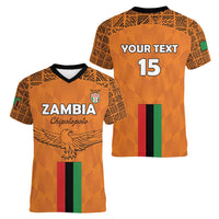 Custom Zambia Football Women V-Neck T-Shirt Go Chipolopolo Go - Wonder Print Shop