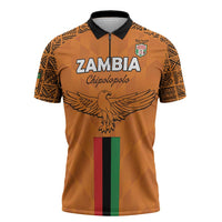 Custom Zambia Football Zipper Polo Shirt Go Chipolopolo Go - Wonder Print Shop