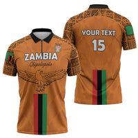 Custom Zambia Football Zipper Polo Shirt Go Chipolopolo Go - Wonder Print Shop