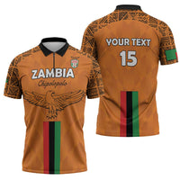 Custom Zambia Football Zipper Polo Shirt Go Chipolopolo Go - Wonder Print Shop