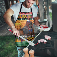 Kenya Safari Christmas Apron Black Santa Riding Cape Buffalo - Heri ya Krismasi - Wonder Print Shop