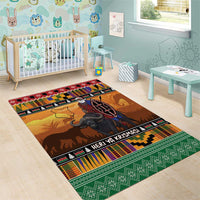 Kenya Safari Christmas Area Rug Black Santa Riding Cape Buffalo - Heri ya Krismasi - Wonder Print Shop