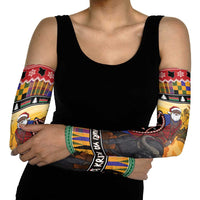Kenya Safari Christmas Arm Sleeves Black Santa Riding Cape Buffalo - Heri ya Krismasi - Wonder Print Shop