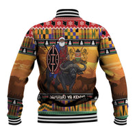 Kenya Safari Christmas Baseball Jacket Black Santa Riding Cape Buffalo - Heri ya Krismasi - Wonder Print Shop