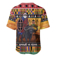 Kenya Safari Christmas Baseball Jersey Black Santa Riding Cape Buffalo - Heri ya Krismasi - Wonder Print Shop
