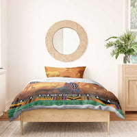 Kenya Safari Christmas Bedding Set Black Santa Riding Cape Buffalo - Heri ya Krismasi - Wonder Print Shop