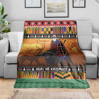 Kenya Safari Christmas Blanket Black Santa Riding Cape Buffalo - Heri ya Krismasi - Wonder Print Shop