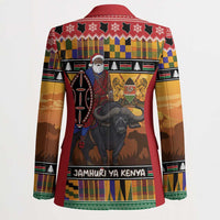 Kenya Safari Christmas Blazer Black Santa Riding Cape Buffalo - Heri ya Krismasi - Wonder Print Shop