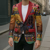 Kenya Safari Christmas Blazer Black Santa Riding Cape Buffalo - Heri ya Krismasi - Wonder Print Shop