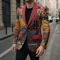 Kenya Safari Christmas Blazer Black Santa Riding Cape Buffalo - Heri ya Krismasi - Wonder Print Shop