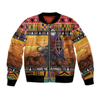 Kenya Safari Christmas Bomber Jacket Black Santa Riding Cape Buffalo - Heri ya Krismasi - Wonder Print Shop