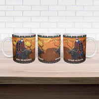Kenya Safari Christmas Ceramic Mug Black Santa Riding Cape Buffalo - Heri ya Krismasi - Wonder Print Shop