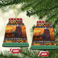 Kenya Safari Christmas Ceramic Ornament Black Santa Riding Cape Buffalo - Heri ya Krismasi - Wonder Print Shop