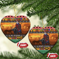 Kenya Safari Christmas Ceramic Ornament Black Santa Riding Cape Buffalo - Heri ya Krismasi - Wonder Print Shop
