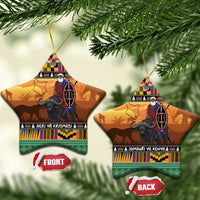 Kenya Safari Christmas Ceramic Ornament Black Santa Riding Cape Buffalo - Heri ya Krismasi - Wonder Print Shop