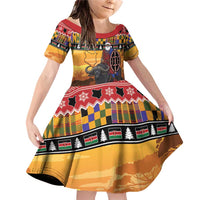 Kenya Safari Christmas Family Matching Off Shoulder Short Dress and Hawaiian Shirt Black Santa Riding Cape Buffalo - Heri ya Krismasi - Wonder Print Shop