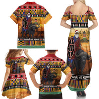 Kenya Safari Christmas Family Matching Summer Maxi Dress and Hawaiian Shirt Black Santa Riding Cape Buffalo - Heri ya Krismasi - Wonder Print Shop
