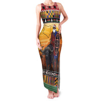 Kenya Safari Christmas Family Matching Tank Maxi Dress and Hawaiian Shirt Black Santa Riding Cape Buffalo - Heri ya Krismasi - Wonder Print Shop